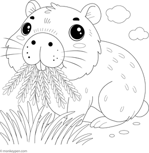 Capybara Eating Grass coloring page – free printable for kids to color and enjoy