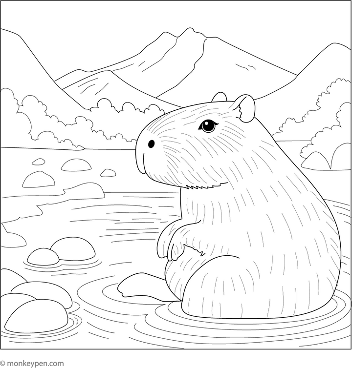 Spring Capybara Printable Capybara Coloring Book - Free Printable PDF