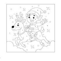 Elf Riding the Reindeer | Fun Christmas Color by Number Page
