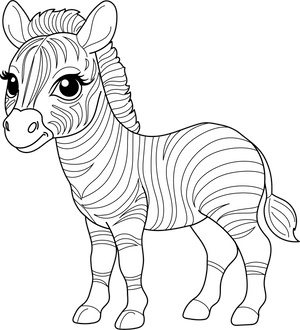 Small Zebra coloring page – printable animal drawing for children