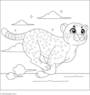 Cheetah Running Fast coloring page – free printable for kids to color and enjoy