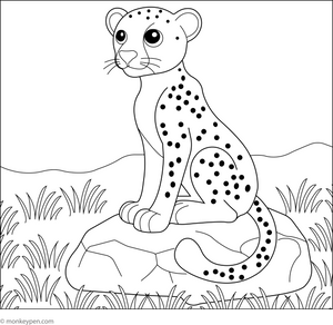Cheetah on a Rock coloring page – free printable for kids to color and enjoy