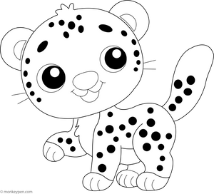 Cartoon Cheetah with a Smile coloring page – free printable for kids to color and enjoy