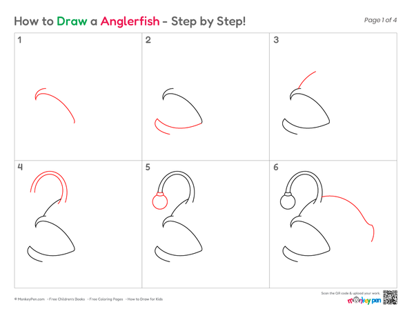 How to Draw an Anglerfish – Step-by-Step Deep Sea Fish Drawing for Kids