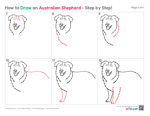 How to Draw an Australian Shepherd – Step-by-Step Dog Drawing for Kids