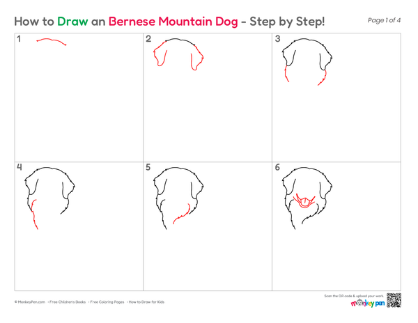 How to Draw a  Simple Bernese Mountain Dog – Easy Step-by-Step Dog Drawing for Kids