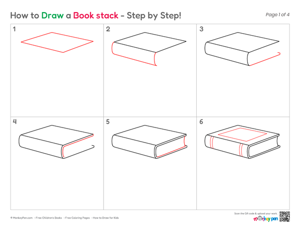 Fun book stack drawing activity for children