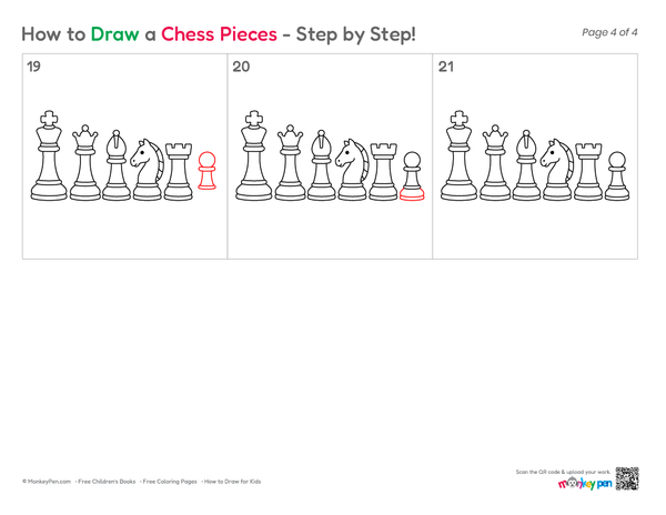 Easy chess pieces sketch for kids