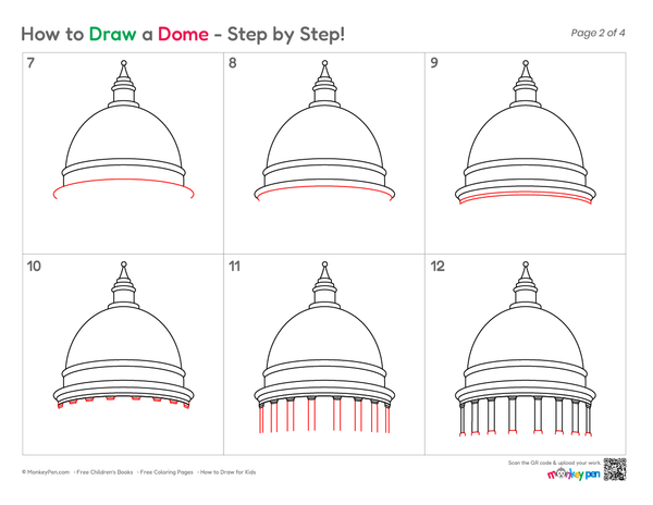 How to Draw a Dome – Step-by-Step Architecture Drawing for Kids