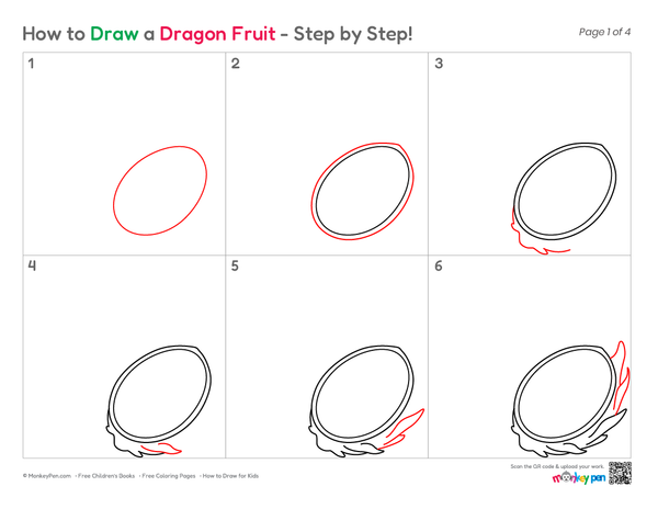 How to Draw a Dragon Fruit – Easy Step-by-Step Fruit Drawing for Kids