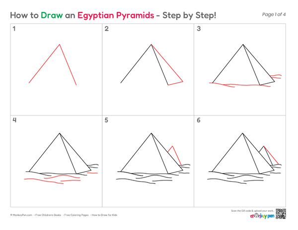 Simple ancient Egyptian pyramid drawing for kids.