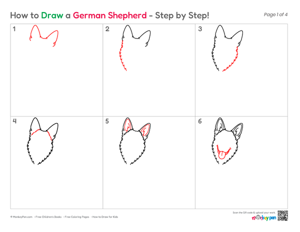 How to Draw a German Shepherd – Easy Step-by-Step Dog Drawing for Kids