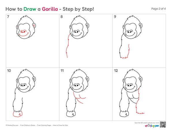 Kid-friendly gorilla drawing