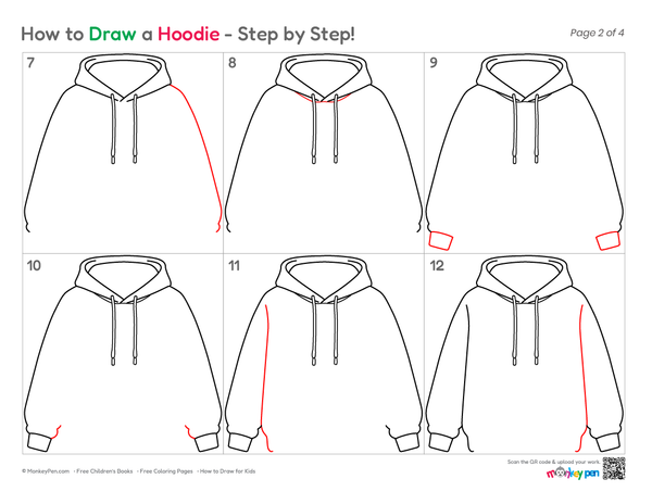 Kid-friendly hoodie line art illustration.