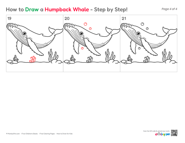 How to Draw a Humpback Whale – Step-by-Step Whale Drawing for Kids