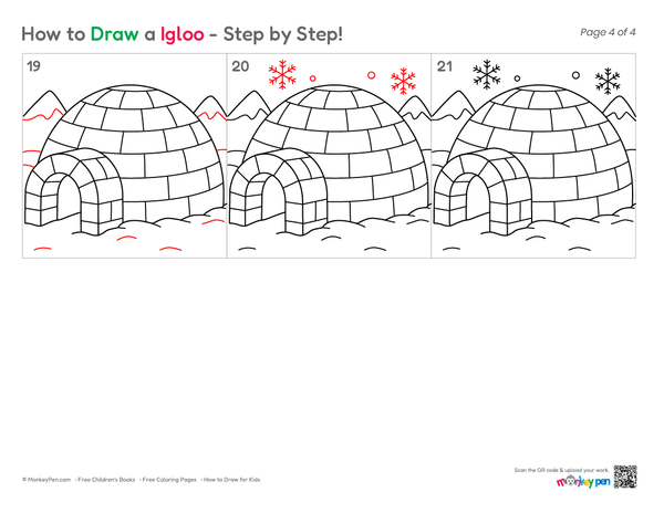 How to Draw an Igloo – Easy Step-by-Step Arctic House Drawing for Kids