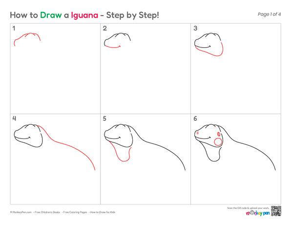 How to Draw an Iguana – Step-by-Step Reptile Drawing for Kids