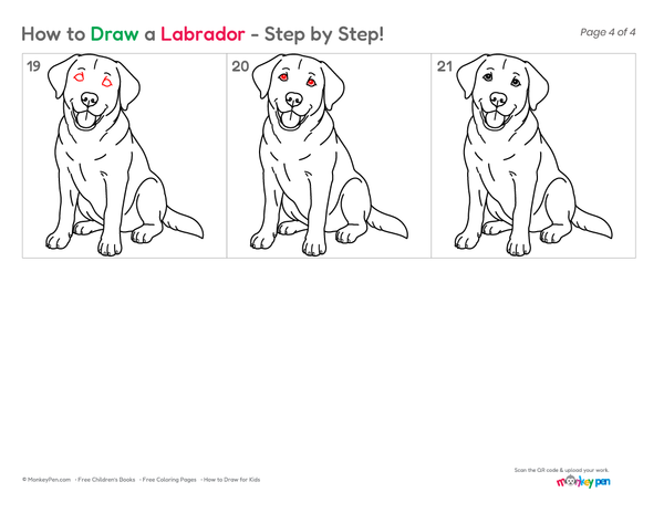 Easy Labrador dog illustration in a cartoon style.