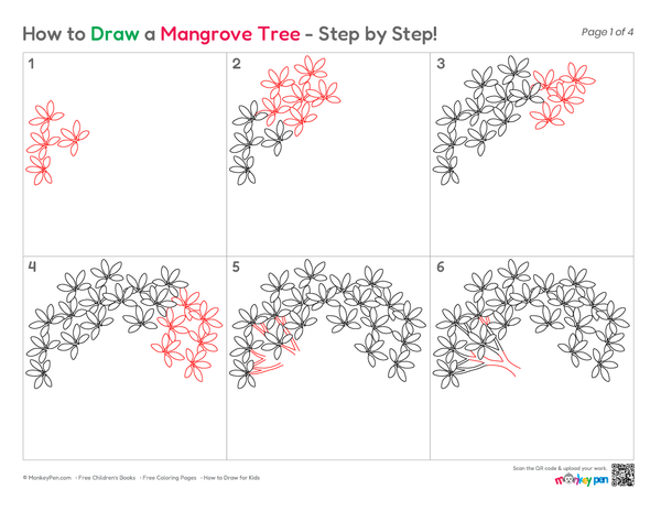 How to Draw a Mangrove Tree – Step-by-Step Nature Drawing for Kids