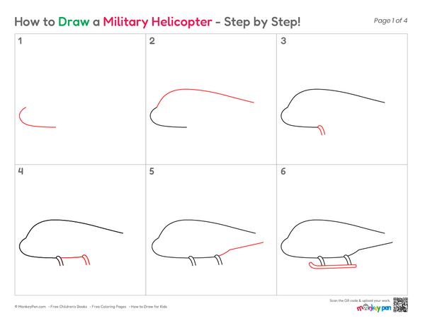 How to Draw a Military Helicopter – Easy Step-by-Step Helicopter Drawing for Kids