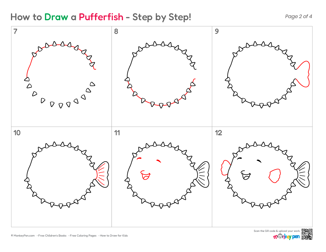 How to Draw a Pufferfish – Step-by-Step Fish Drawing for Kids