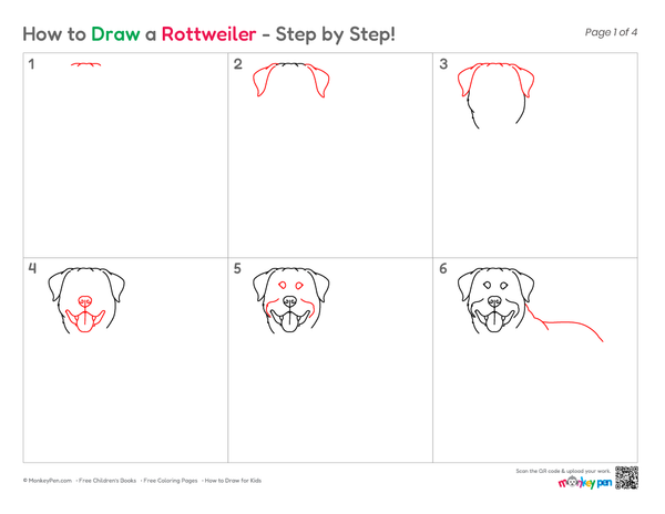 How to Draw a Rottweiler – Simple Step-by-Step Dog Drawing for Kids