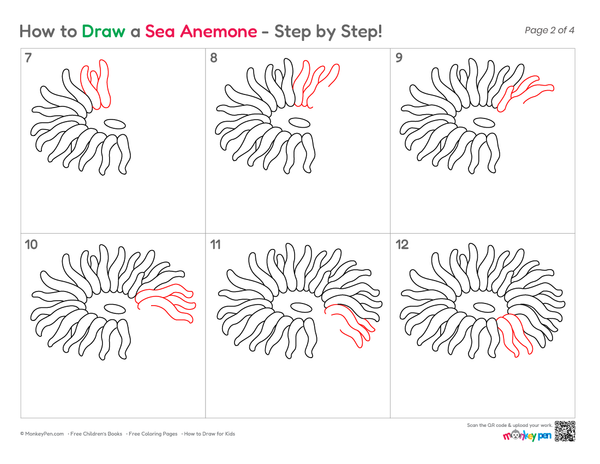 How to Draw a Sea Anemone – Easy Step-by-Step Ocean Creature Drawing for Kids