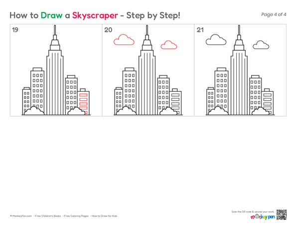 How to Draw a Skyscraper – Easy Step-by-Step Building Drawing for Kids