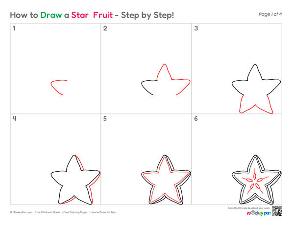 How to Draw a Star Fruit – Step-by-Step Fruit Drawing for Kids