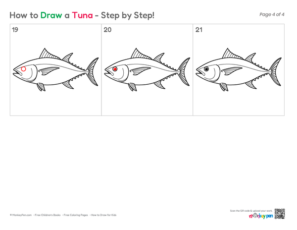 How to Draw a Tuna – Simple Step-by-Step Fish Drawing for Kids
