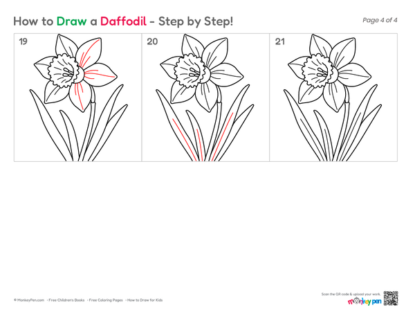 How to Draw Daffodils – Easy Step-by-Step Flower Drawing for Kids