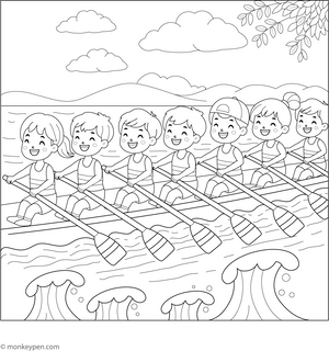 Rowing Coloring Page – fun and educational printable for children