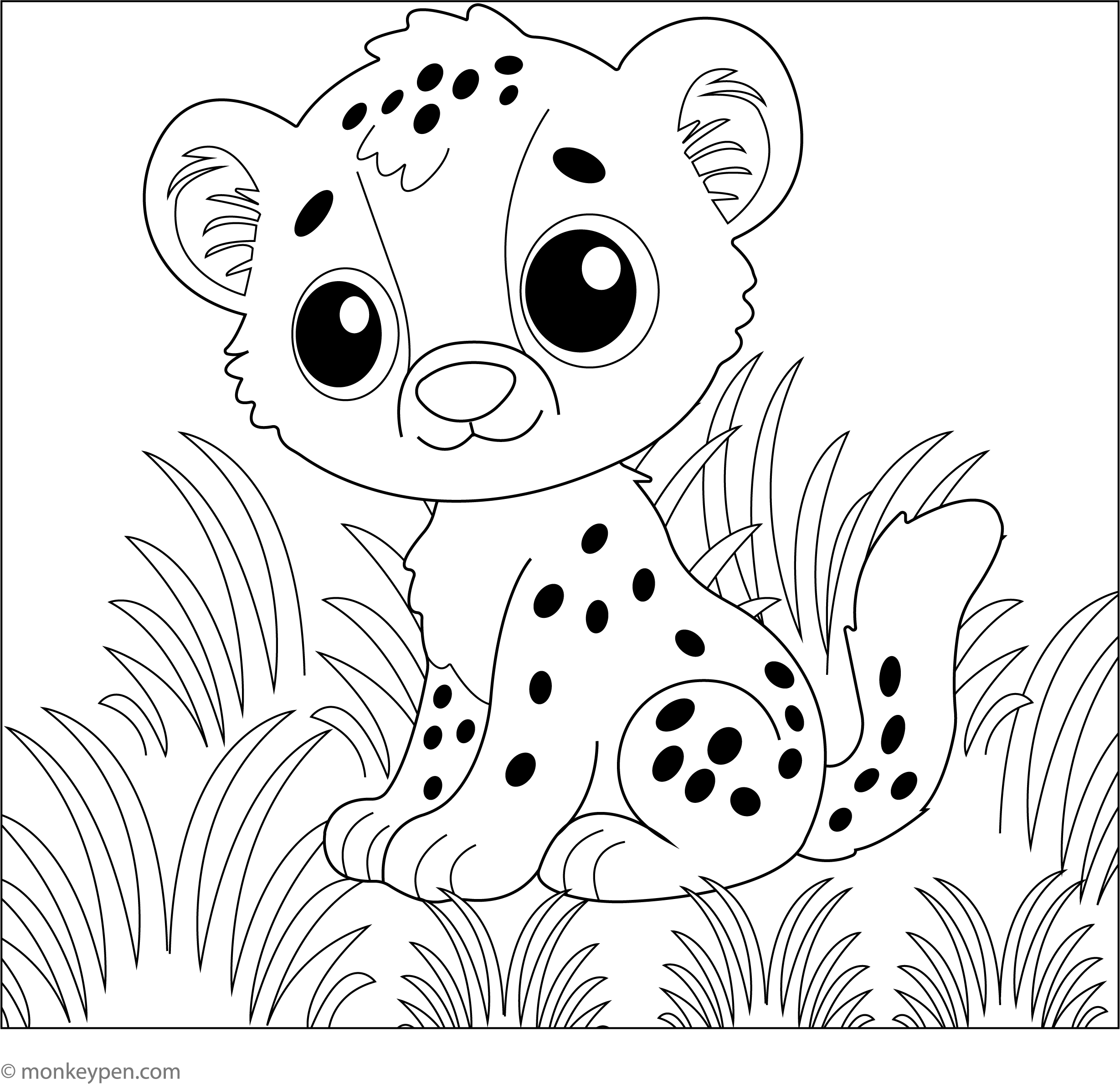 Baby Cheetah Coloring Page — Detail 4 Baby Cheetah Coloring Page — Detail 4