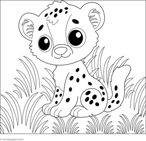 Baby Cheetah Sitting coloring page – free printable for kids to color and enjoy
