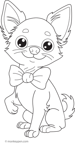 Chihuahua with a Bow Tie coloring page – free printable for kids to color and enjoy