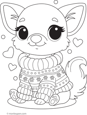 Chihuahua in a Sweater coloring page – free printable for kids to color and enjoy