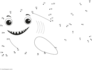 Children form the outline of a prehistoric megalodon shark by completing this ocean-themed dot-to-dot worksheet.
