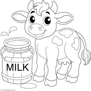 Cow and a Milk Can coloring page – free printable for kids to color and enjoy