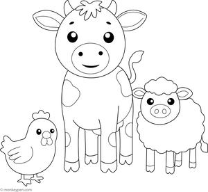 Cow and Friends coloring page – free printable for kids to color and enjoy
