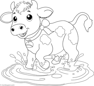 Cow in a Mud Puddle coloring page – free printable for kids to color and enjoy