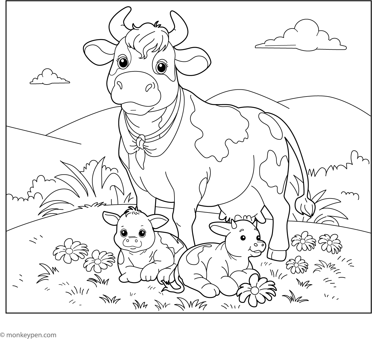 Cute Cartoon Cow Engaging Printable Coloring Page For Kids cute-cartoon-cow-engaging-printable-coloring-page-for-kids