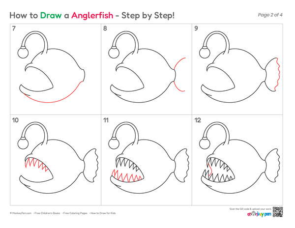 How to Draw an Anglerfish – Step-by-Step Deep Sea Fish Drawing for Kids