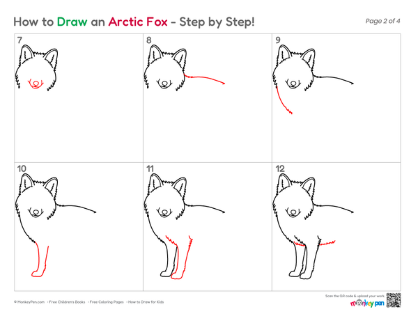 How to Draw an Arctic Fox – Easy Step-by-Step Animal Drawing for Kids