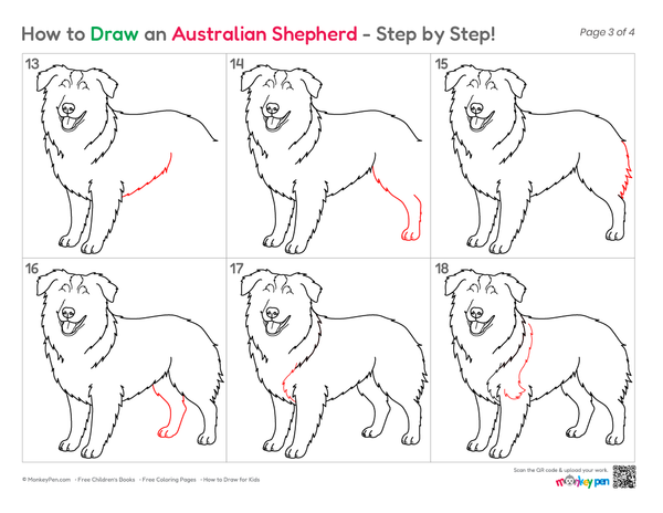 How to Draw an Australian Shepherd – Step-by-Step Dog Drawing for Kids