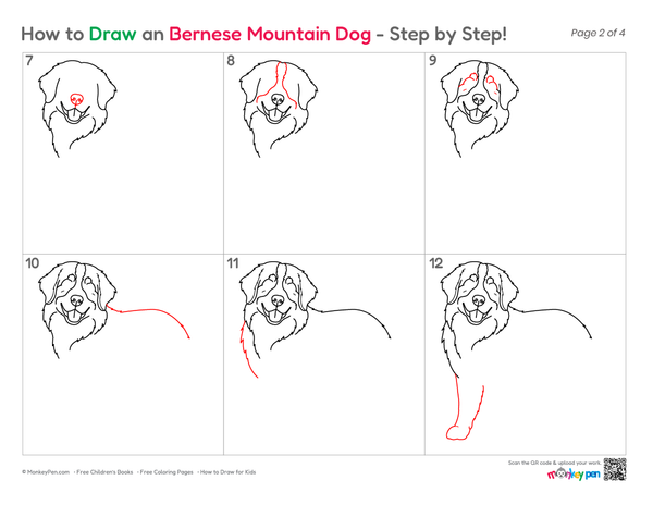 How to Draw a  Simple Bernese Mountain Dog – Easy Step-by-Step Dog Drawing for Kids