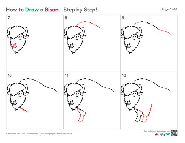 How to Draw a Bison – Easy Step-by-Step Wildlife Drawing for Kids