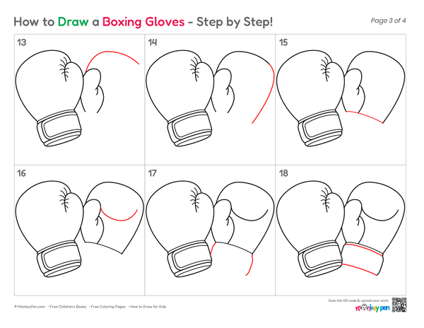 Kid-friendly boxing gloves coloring activity.