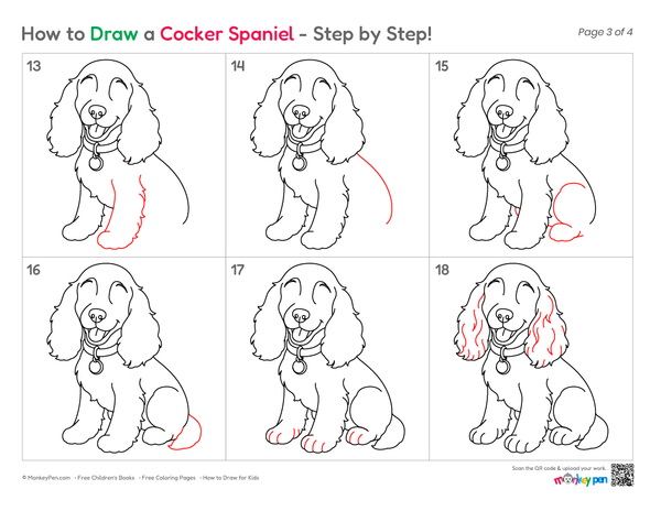 Beginner-friendly cocker spaniel drawing guide with fun instructions for children of all ages.