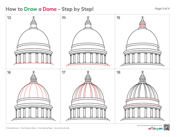 How to Draw a Dome – Step-by-Step Architecture Drawing for Kids