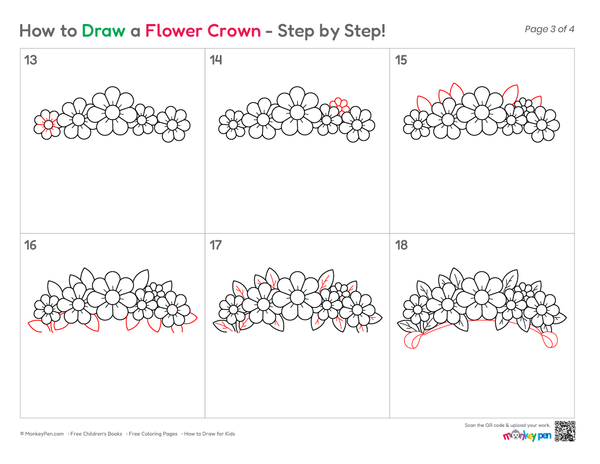 Simple floral crown sketch